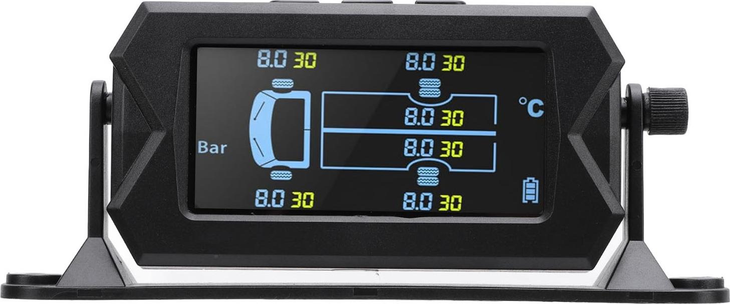Gistuch Reifendrucküberwachungssystem Echtzeit und Temperatur Solarladung RV TPMS mit 6 Sensoren für Reiseanhänger LKW 8bar, Bereich: 0 bis 116 Psi