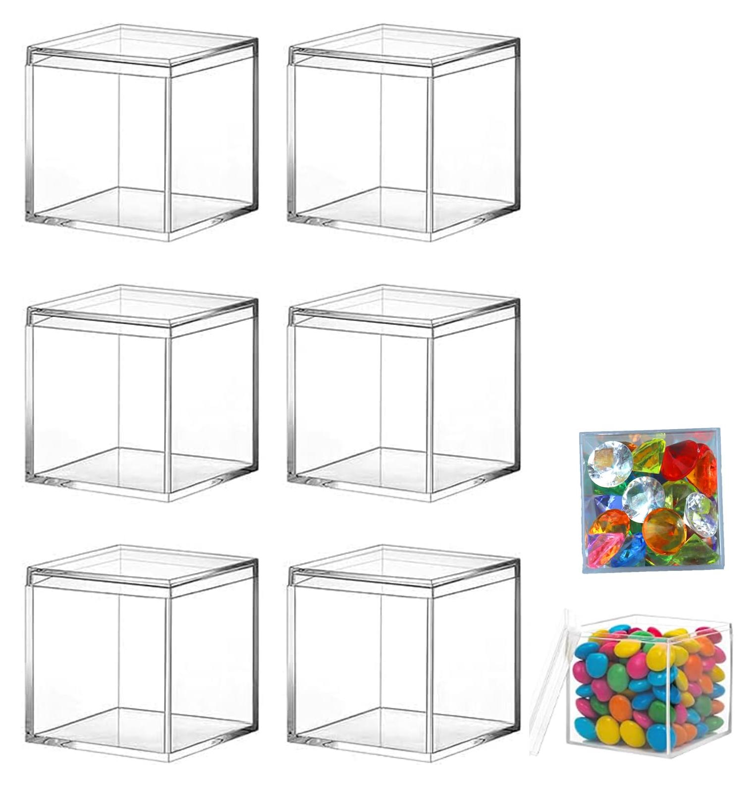 OEM 6 transparente Acrylboxen mit Deckel für Snacks, Snacks und nochmals Snacks.