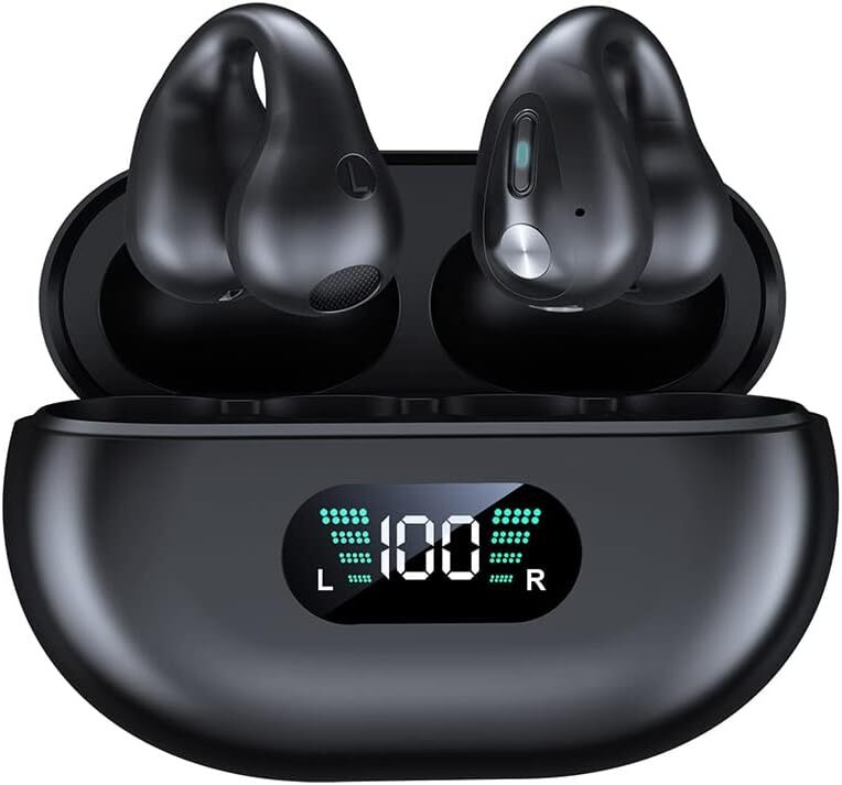 SLuB Knochenschall Kopfhörer, Open Ear Kopfhörer Bluetooth, Ohrclip-Sportkopfhörer, Bluetooth 5.4, HiFi-Stereoklang, Eingebautes Mikrofon, Geeignet