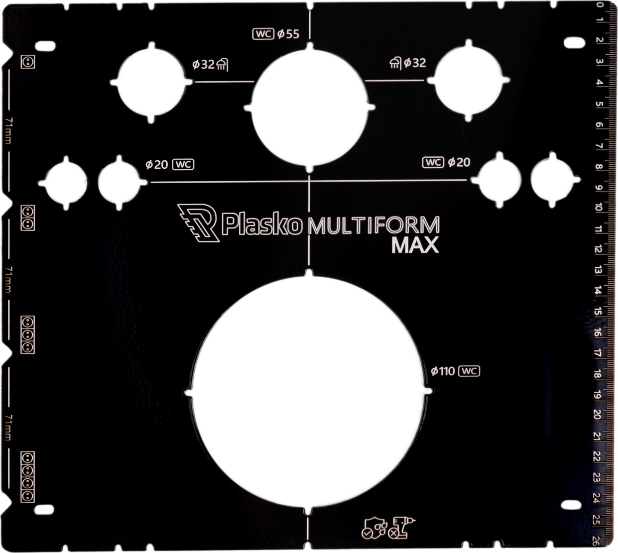 WC Bohrschablone Edelstahl - Für Vorwandsysteme, Profi-Qualität