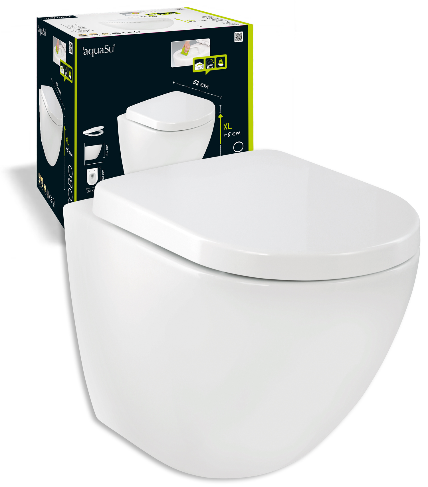 Design Hänge WC Toilette Keramik Tiefspüler Wand Hängetoilette Weiß 