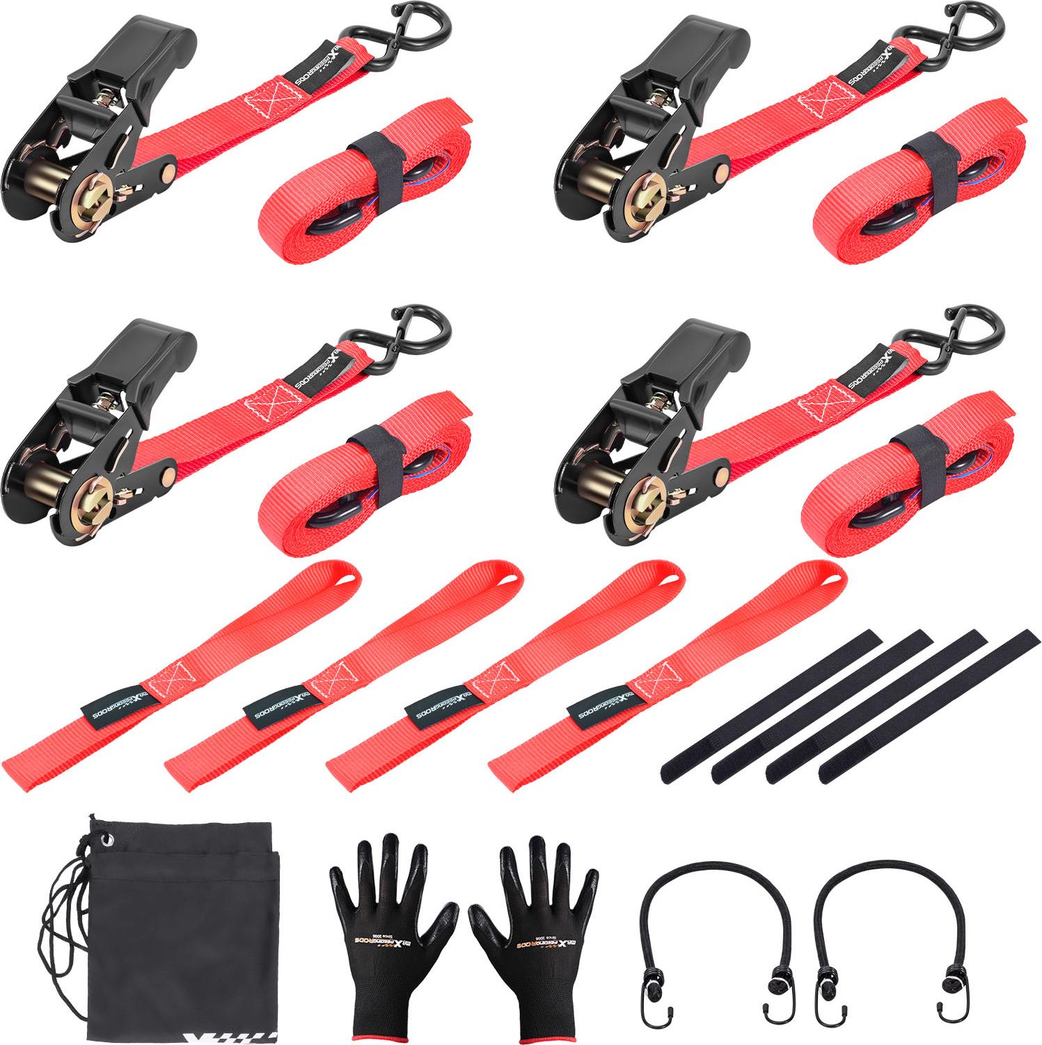 maXpeedingrods 4x Spanngurte mit Ratsche und Haken Zurrgurte Spanngurt LKW 997kg 4,5m Rot YBR2UJ