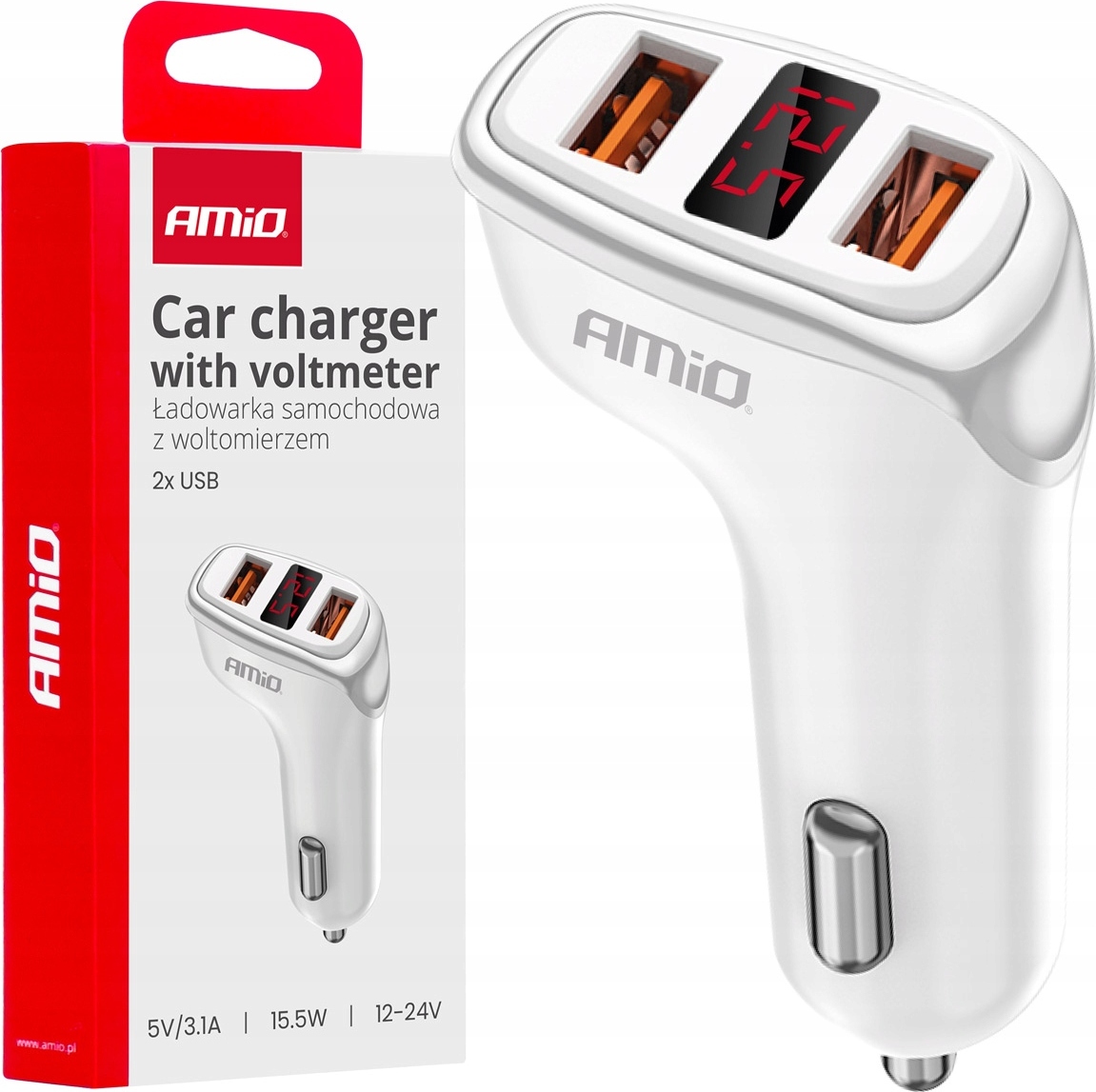 Nabíjačka do auta 2x USB-A + voltmeter 3,1A QC RÝCHLY DIZAJN KVALITA