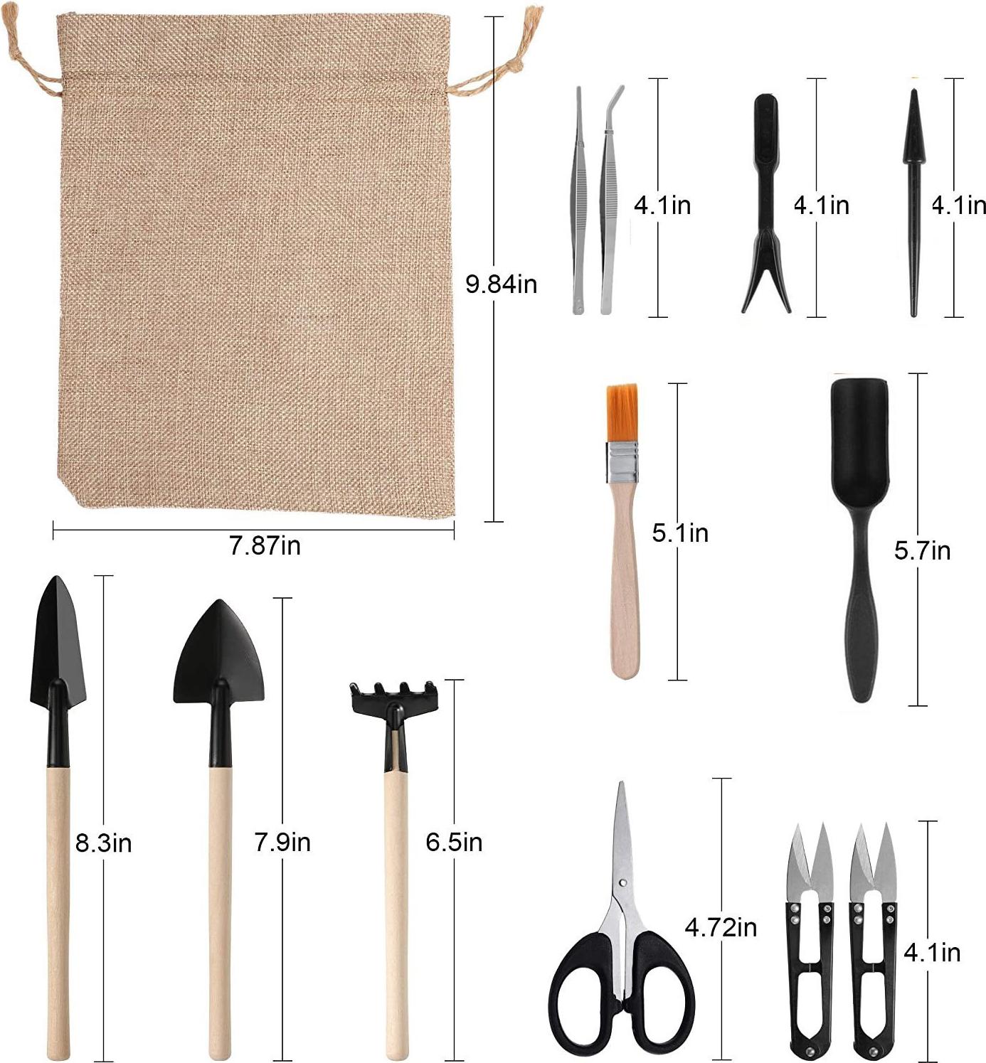 Cocosity 13PCS Mini-Garten-Pflanzwerkzeug-Set für Sukkulenten Jäten Graben Pflanzung Umpflanzen Miniatur-Feengarten Kaktus Bonsai Pflanzung Gartenarbeit Handwerkzeuge