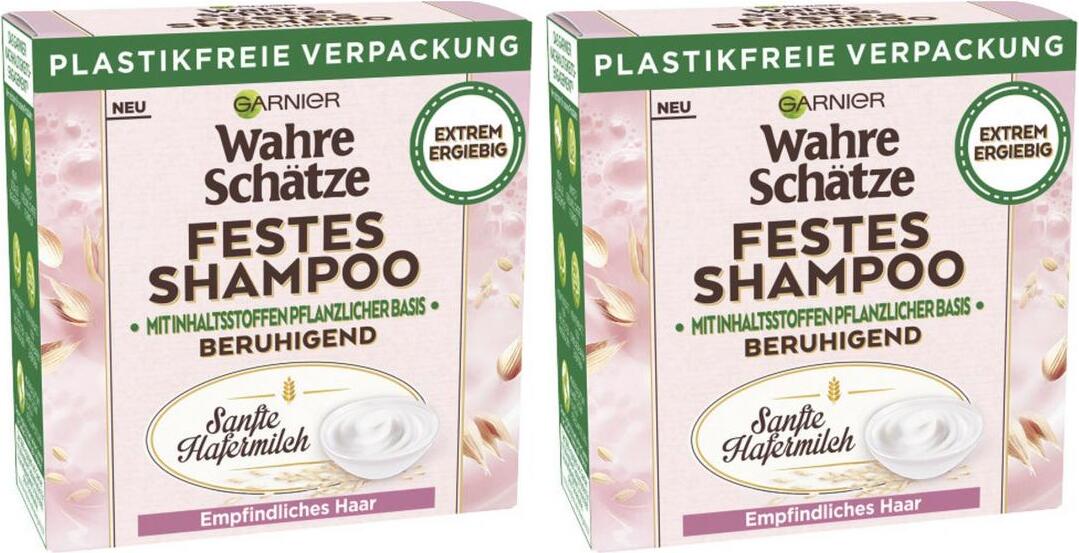 2 x Garnier Wahre Schätze Festes Shampoo Hafermilch Haarshampoo 60g