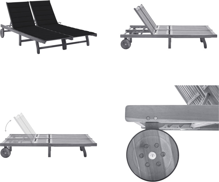 vidaXL Lehátko pre 2 osoby s vankúšom sivé akáciové masívne drevo - Lehátko - Lehátka - Drevené ležadlo - Drevené ležadlá