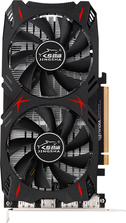 Herná grafická karta JINGSHA GTX1060 6 GB, 1506 MHz/2002 MHz, 6 GB/GDDR5/192-bitová pamäť, konštrukcia s dvojitým chladením ventilátorov, 3 výstupy DP + HD