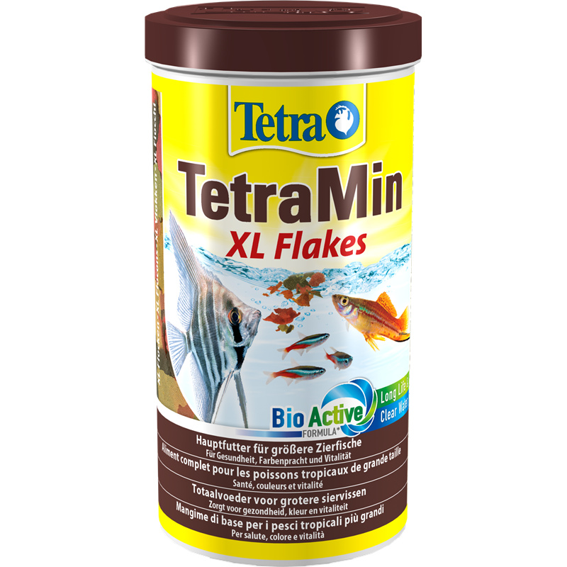 Tetra Min XL Flakes 1 l Fischfutter Hauptfutter für Zierfische Flockenfutter 135340