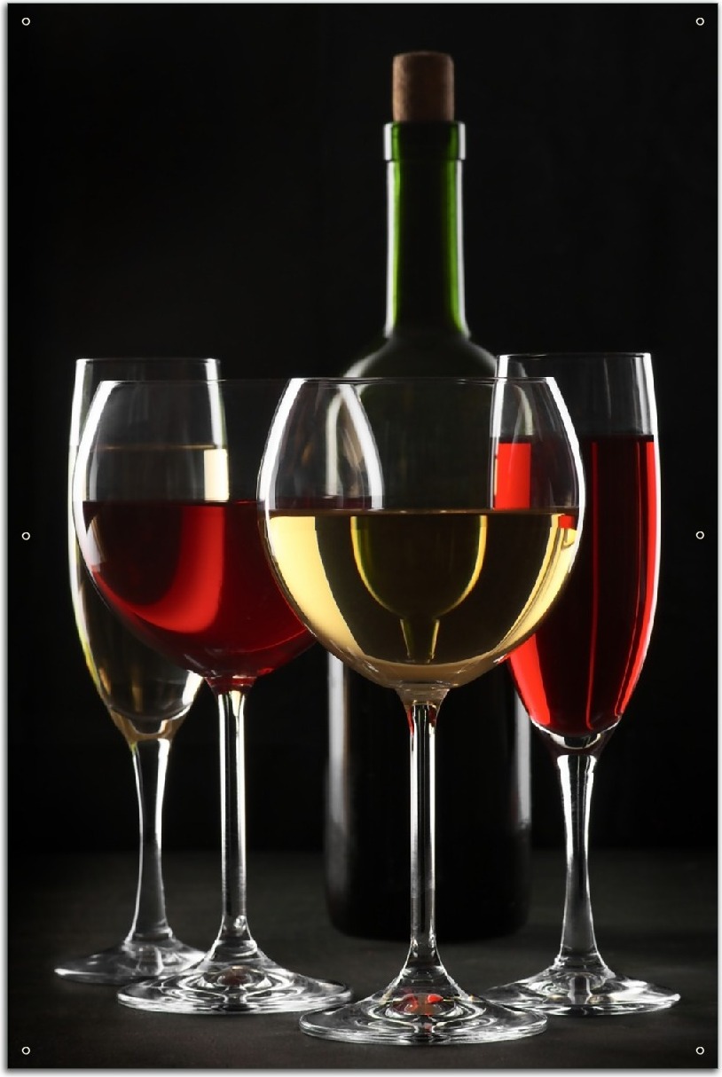 Wallario Outdoor-Poster für Garten oder Balkon, Motiv Weinverkostung am Abend, in ca. 61 x 91,50 cm odp5112-61915