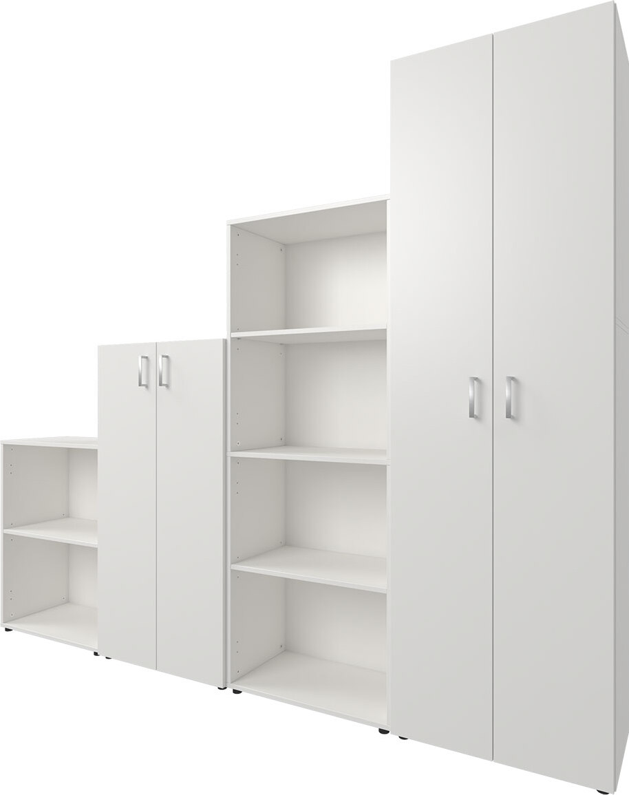 Multi-Kombi Regalkombi Schrankkombi Bürokombi Kombischrank Treppe "Trio 2345" Weiß