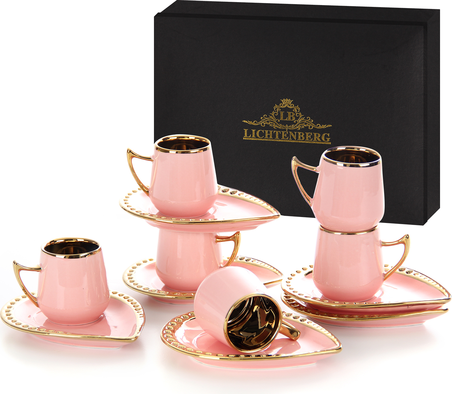 12-teiliges Kaffee- & Teetassen-Set Aus Bone Porzellan – 6 Tassen + 6 Untertassen à 170 Ml – Weiß Mit Geprägtem Muster, Perfekt Für Espresso, Cappuccino, Latte