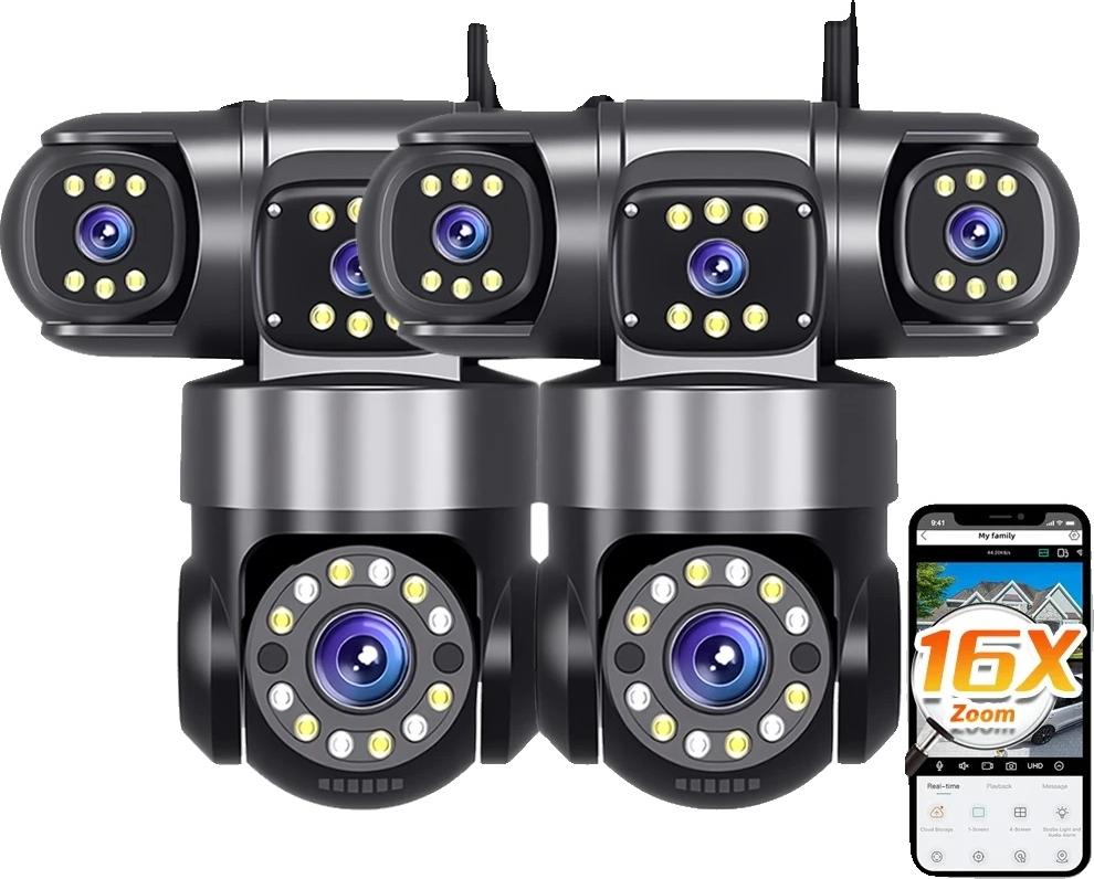 Dohľadová kamera WiFi, rozlíšenie 20 MP, plne farebné nočné videnie, 2 ks Wifi PTZ kamery, zástrčka EÚ