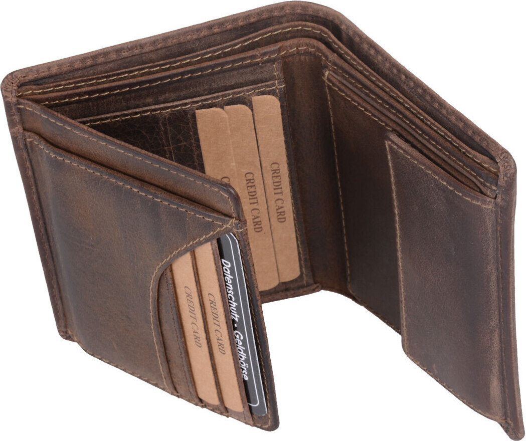 Herrenbörse Herren Geldbörse Leder Brieftasche Kombibörse HUNTER, dunkelbraun 2933509