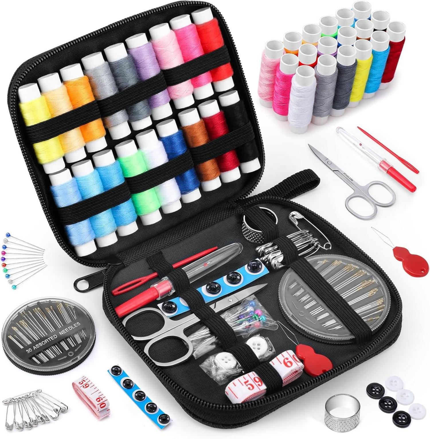 1 kit da cucito portatile, mini kit da cucito da viaggio, strumenti di riparazione fai da te con scatola, accessori per filo da cucito per viaggiatori domestici (verde