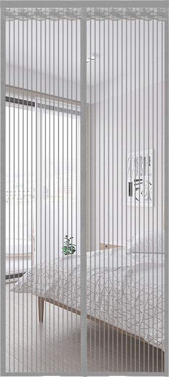 INF Magnetische Eingangstür mit 9 Magnetpaaren, Grau, 90x210cm 364510