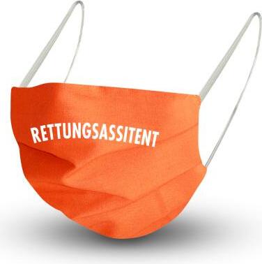 Fan-Omenal Textil Design Maske mit en Innenvlies - Rettungsassistent - 15814 + Gratiszugabe Color - Orange