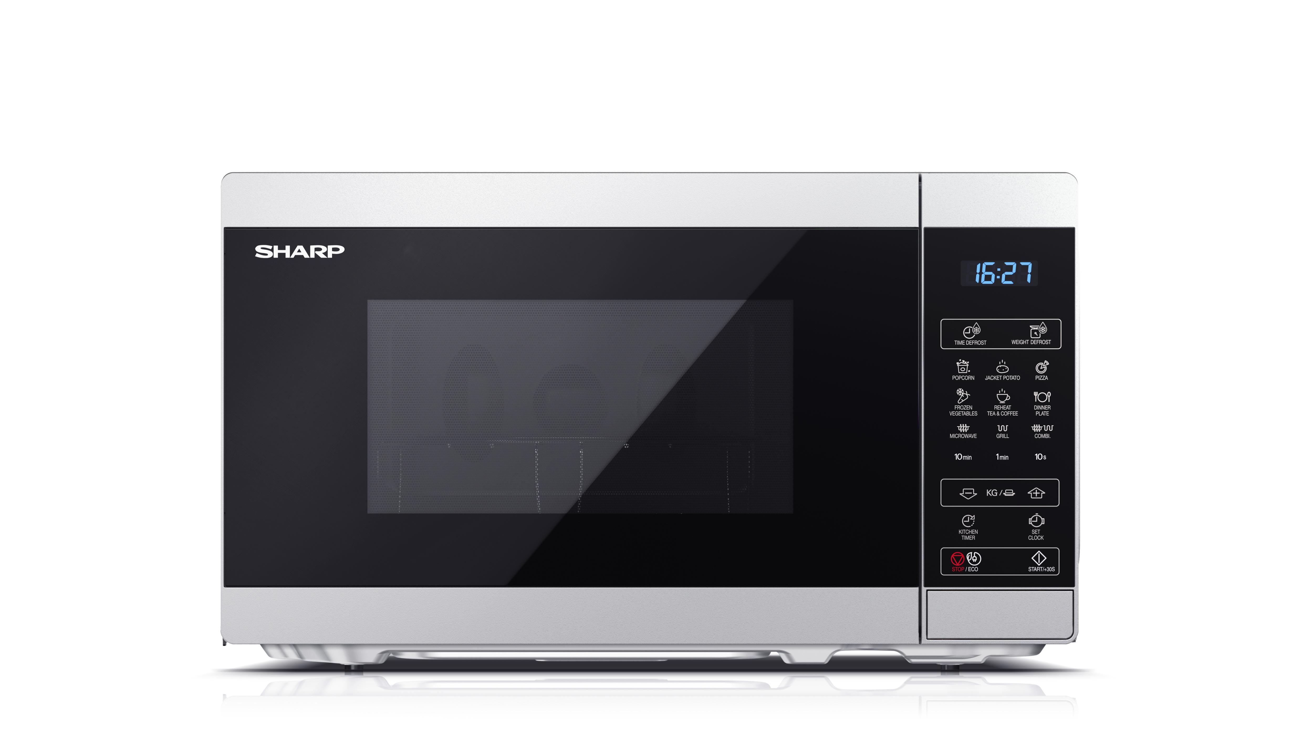 SHARP YC-MG02ES Mikrowelle mit Grill (Mikrowelle: 800W, Grill: 1000W)
