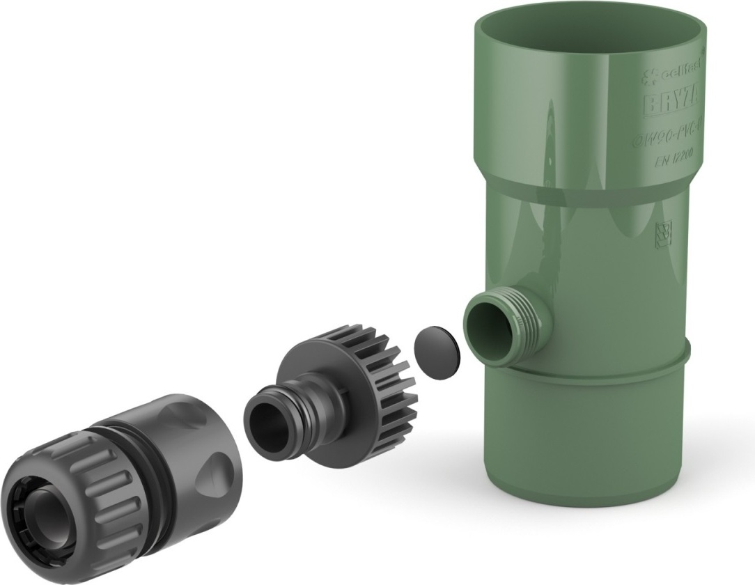 BRYZA Regenwassersammler Ø 63 mm mit 3/4"-Gewinde, Grün RAL 6020