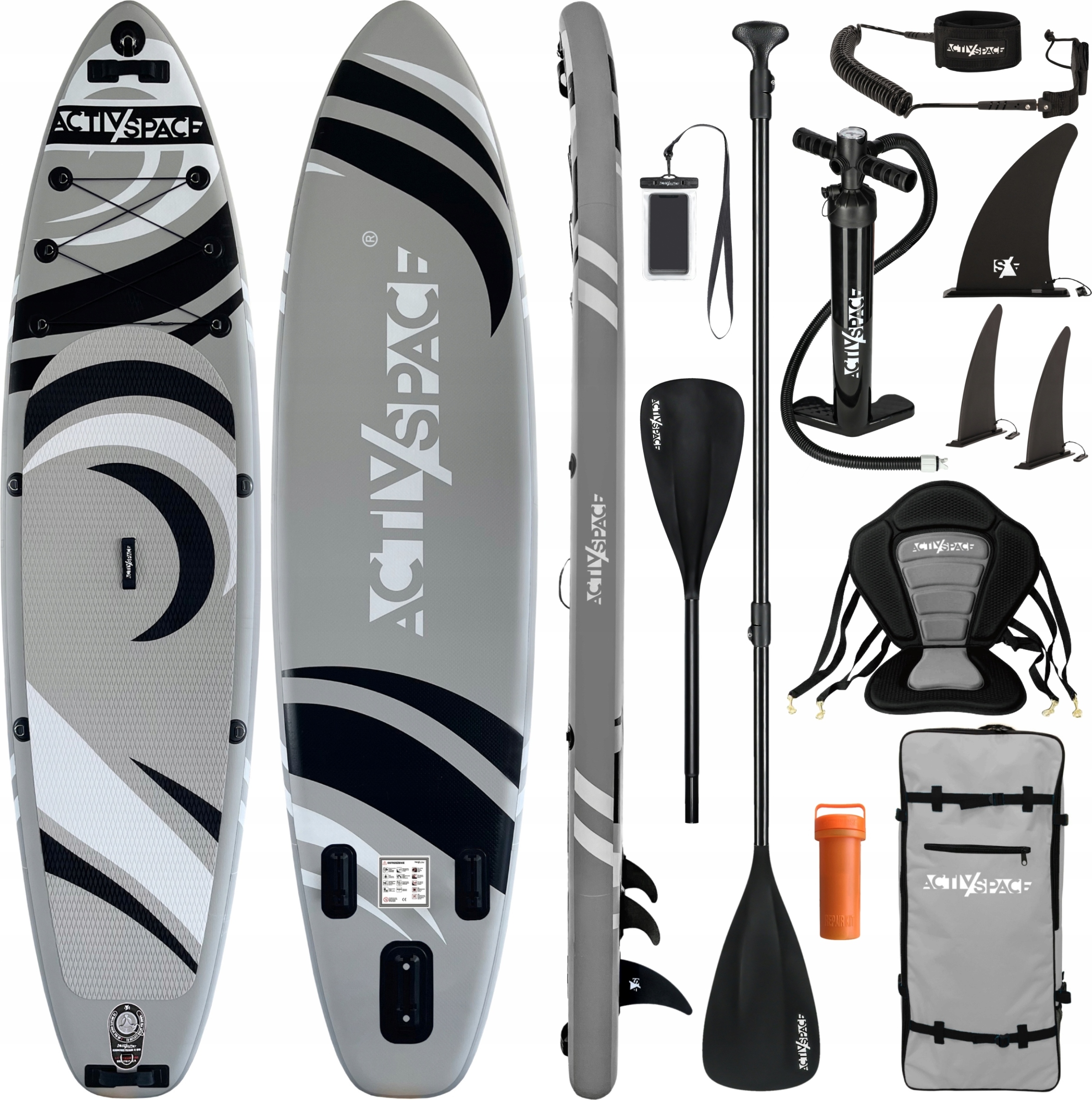 Sup Board Gepumpt 350Cm 220Kg Mit Paddel, Sitz, Rucksack - Activ