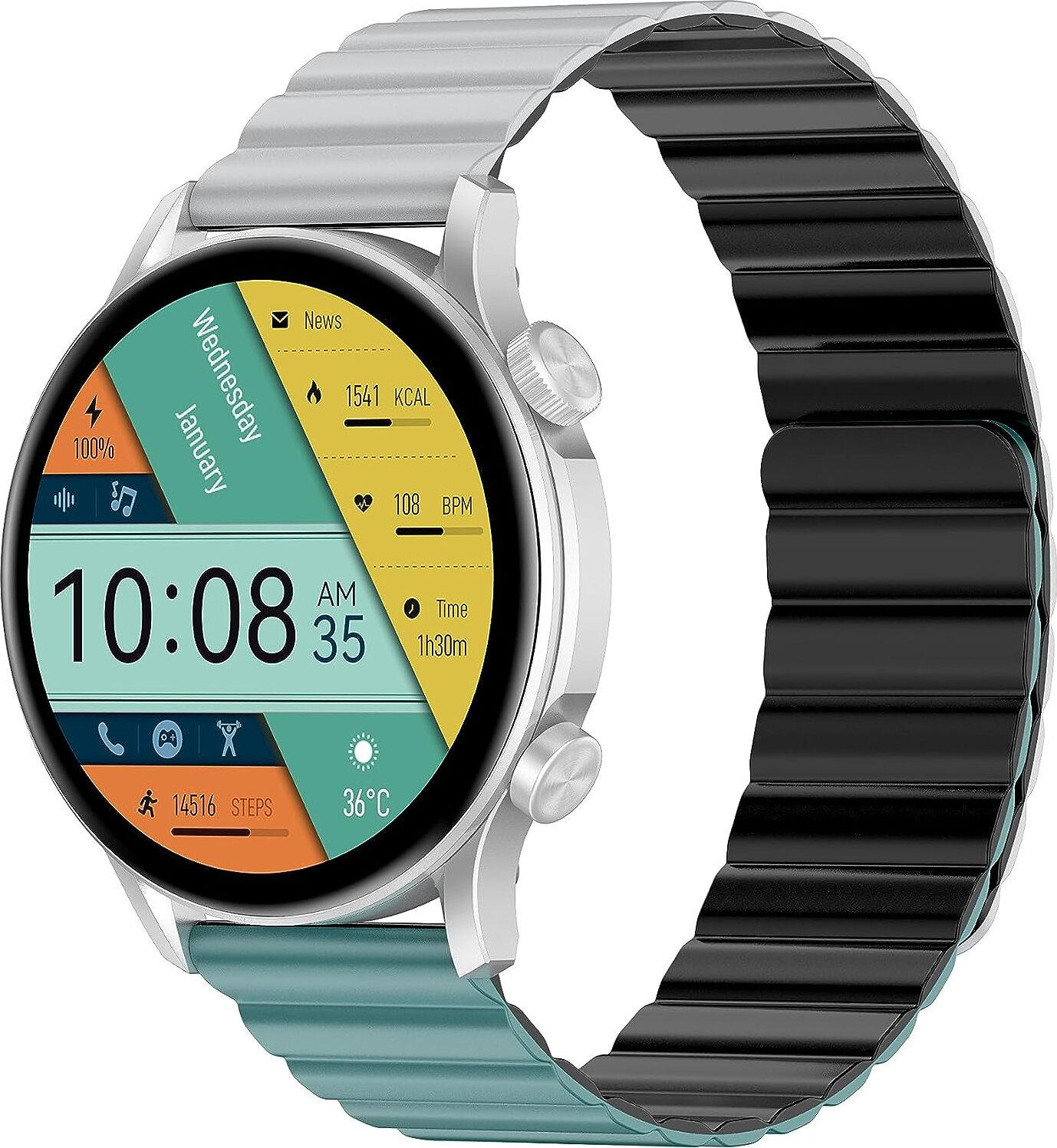 Kieslect Calling Smartwatch Kr pro Ltd, zakrivené multifunkčné, IP68 Watch Square IOS + Android Silver