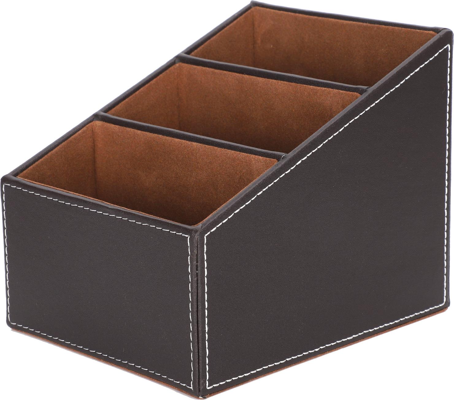 Gistuch Schreibtisch Faux Leder Aufbewahrungsbox Schreibweise Organisator Multifunktion liefert Kaffeefarbe 3 Gitter