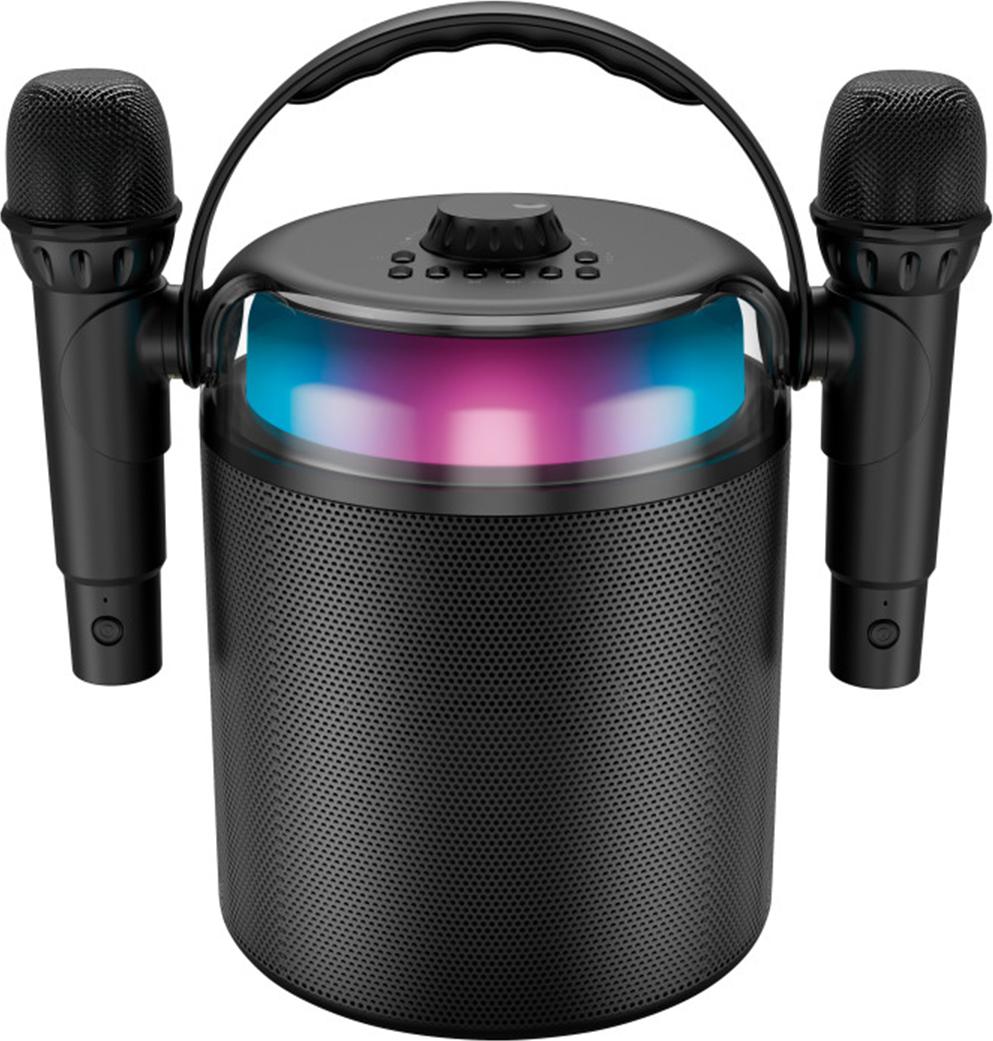 Ledwood, Bluetooth 5.1 karaoke reproduktor 120W s 2 bezdrôtovými mikrofónmi, čierny