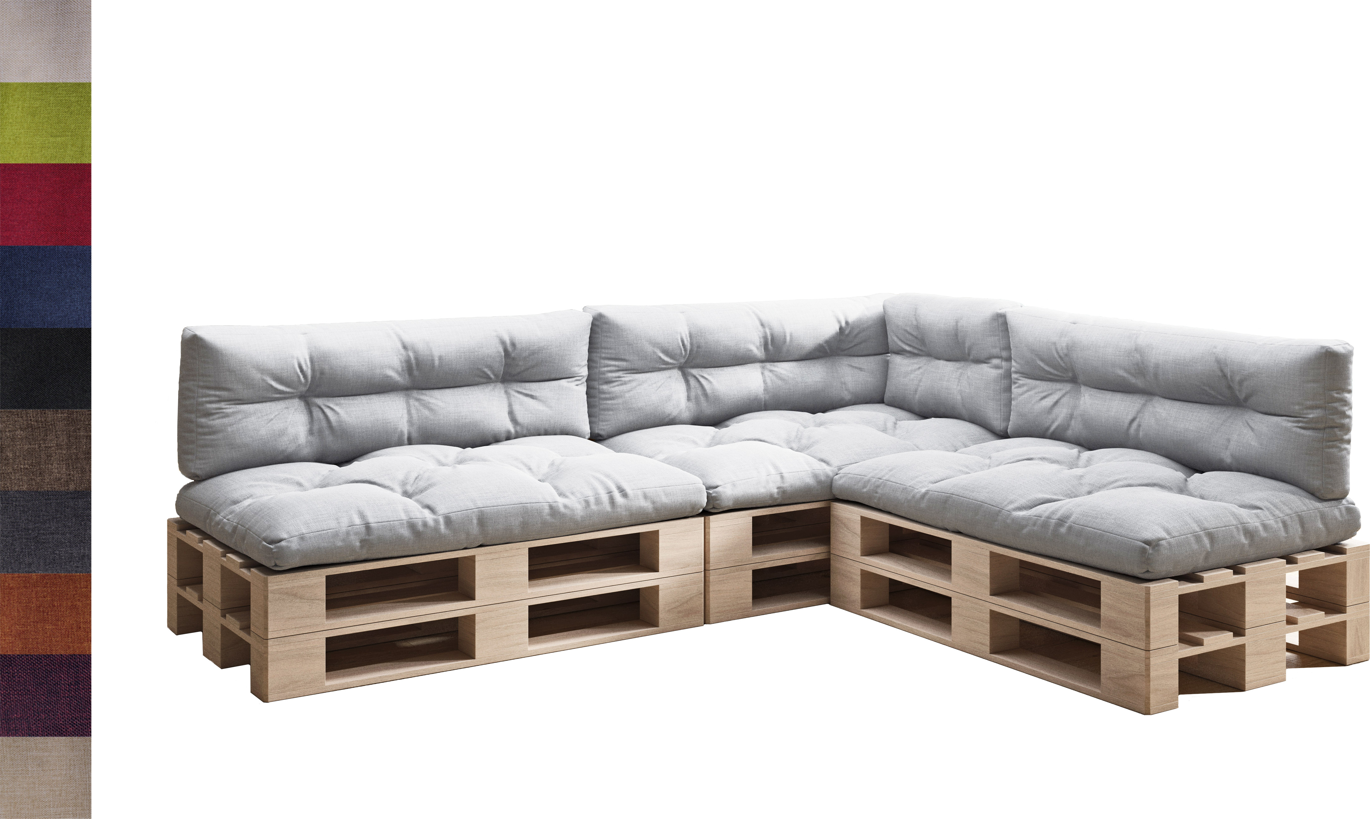 MC.Sammler sunnypillow Palettenkissen 7er Set Sitzkissen Rückenkissen für Europaletten Indoor / Outdoor Palettenpolster Palettensofa viele Farben zur Auswahl Grau