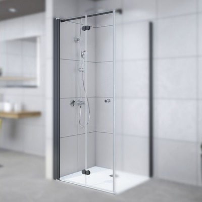 Drehfalttür für Seitenwand Breuer Elana Komfort 75 cm Anschlag links Klarglas Profilfarbe schwarz Image