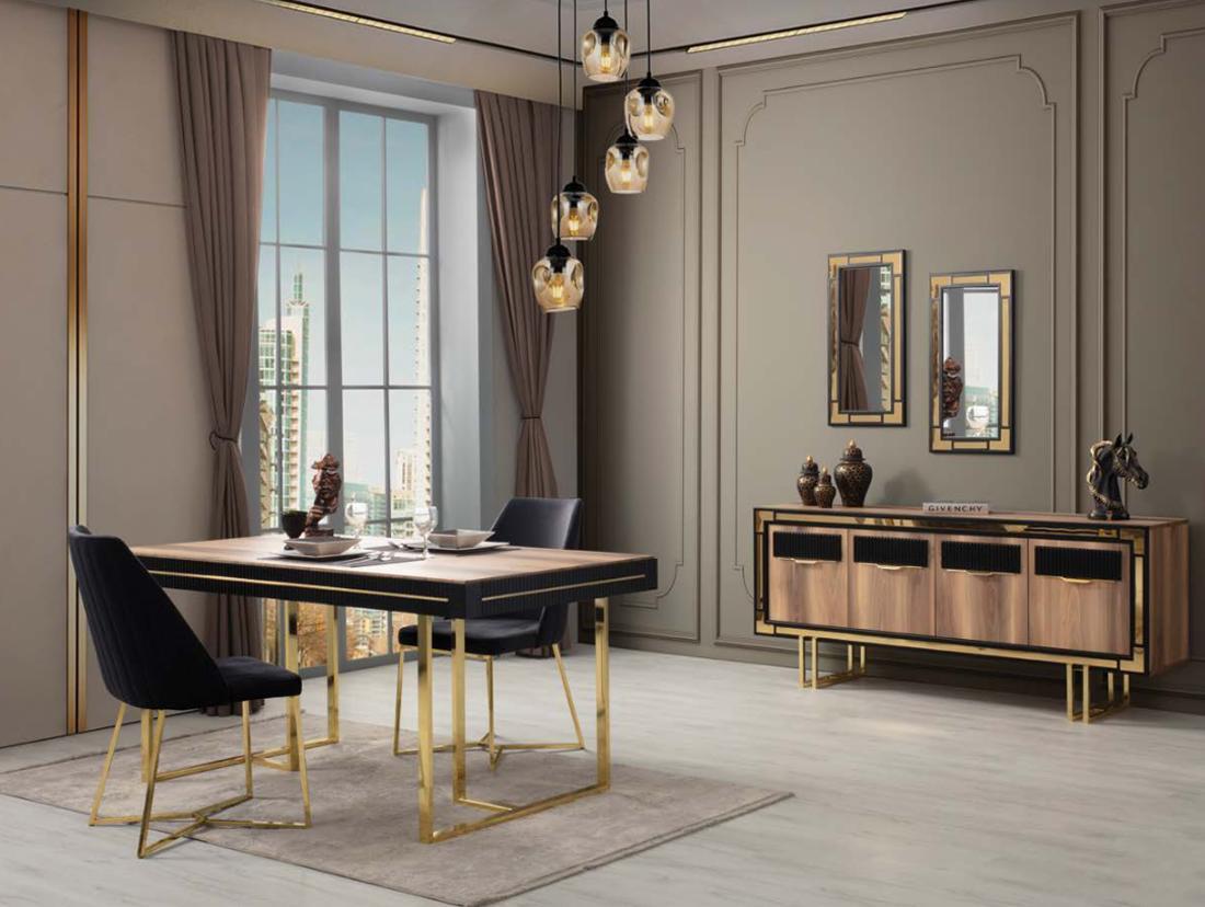 JV Möbel Esszimmermöbel Esstisch Braun 2tlg Anrichte Esszimmertisch Holz Tisch JVmoebel