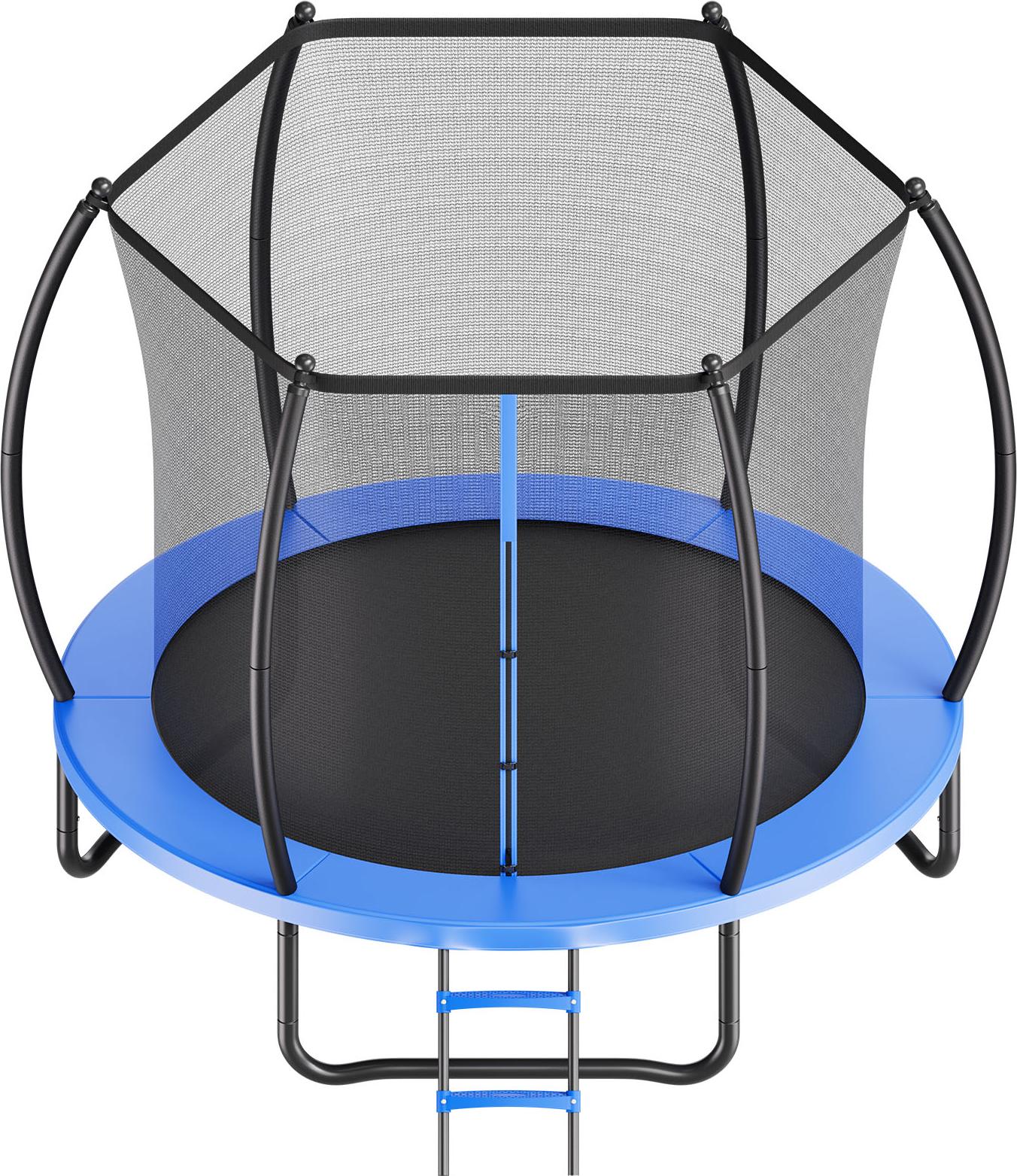 SucceBuy vonkajšia trampolína pozemná trampolína 244 x 244 cm s bezpečnostnou sieťou a zosilneným polstrovaním, certifikát ASTM, robustná trampolína, max. zaťaženie 120 kg, záhradná trampolína pre deti