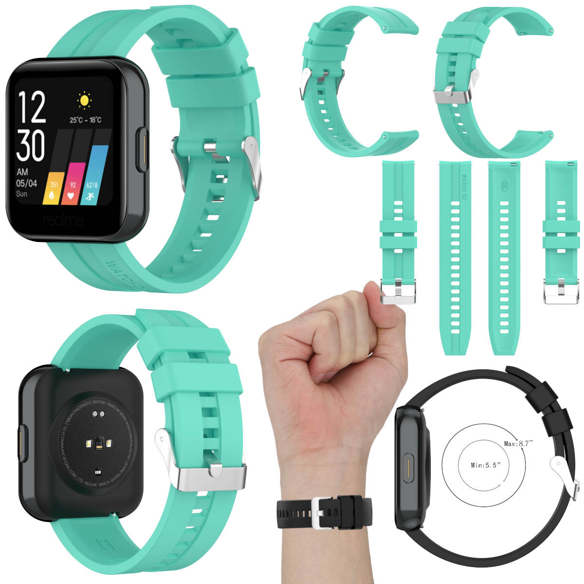 Pre Huawei Watch GT 20mm Diana Fitness hodinky Plastový silikónový náhradný remienok Mint Green New