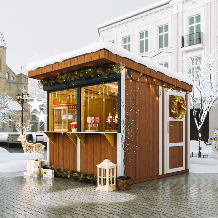 Premium-Außenkiosk - 5,9m² - H240x248x305 cm - LP Smartside Paneelbauweise - Timbela M950-REDWOOD RED