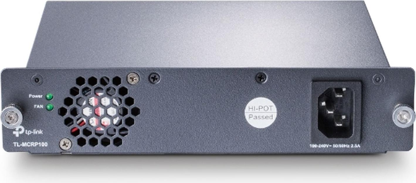 TP-Link Redundante 100-240V-Spannungsversorgung, 75 W, 100 - 240 V, 50 - 60 Hz, 1.8 A, 6,25 A, Überlastung, Überlastschutz, Kurzschluß TL-MCRP100 V2