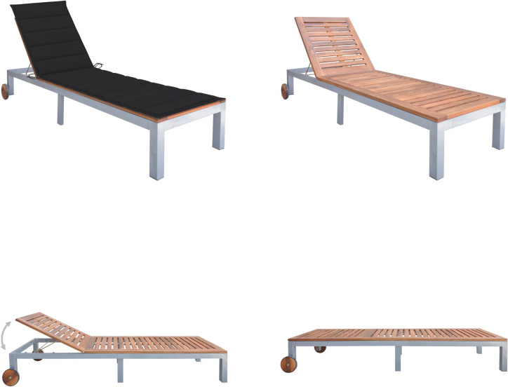 vidaXL Lehátko s podperou Akáciový masív Pozinkovaná oceľ - Lehátko - Lehátka - Drevené ležadlo - Drevené ležadlá