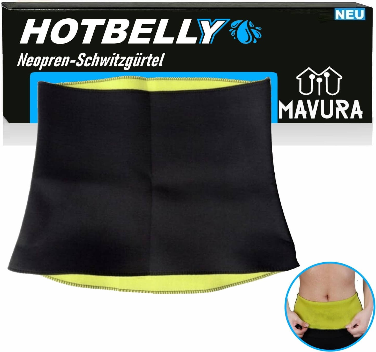 MAVURA HOTBELLY Bauchweggürtel Belt Abnehmen Bauchtrainer Schwitzgürtel Neopren Gürtel - L A453-L