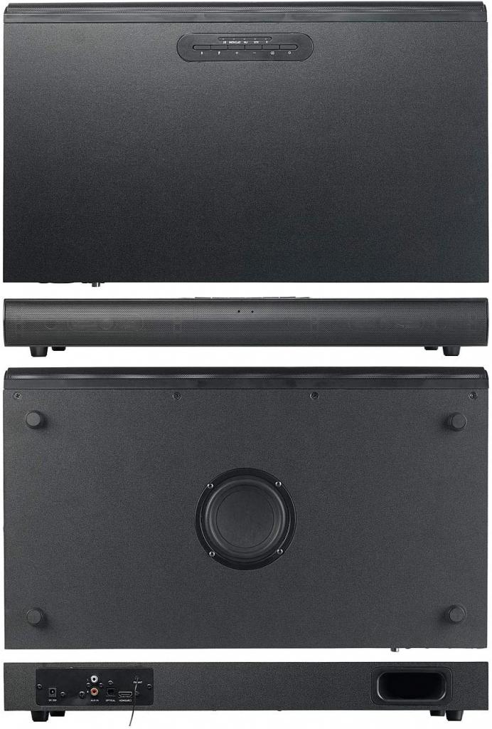 auvisio Soundbar MSX-700.dig 2.1-zvuková základňa s integrovaným subwooferom Bluetooth rádio 120W Sounddeck