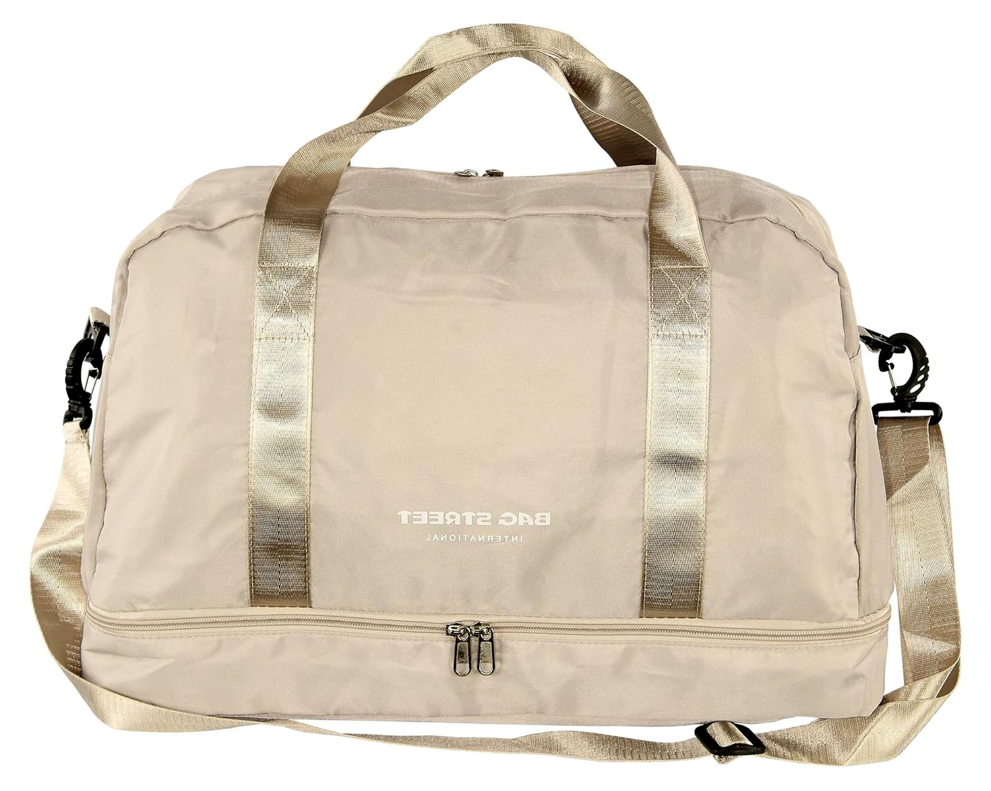 Markenlos Bag Street - Große Reisetasche für Reisen, Kurztrips und Sport mit Nass- und Schuhfach - Beige