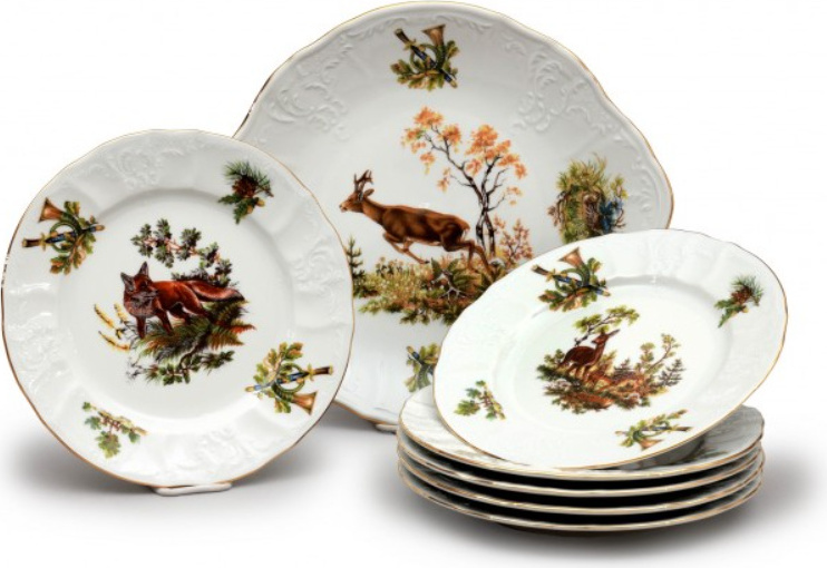 Thun 1794 Bernadotte, Tortengarnitur, Jagdmotiv, Thun, 7 d.