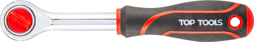 Top Tools Ratsche 1/4 Zoll 150 mm mit 24 Zähnen für schwer zugängliche Stellen und sicheren Halt TOP-38D101