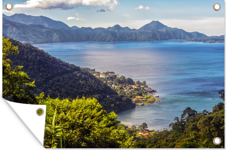 MuchoWow® 60x40 cm Outdoor-Poster Gartendeko Sichtschutz Garten Poster für den Garten Atitlan-See 133|38431493