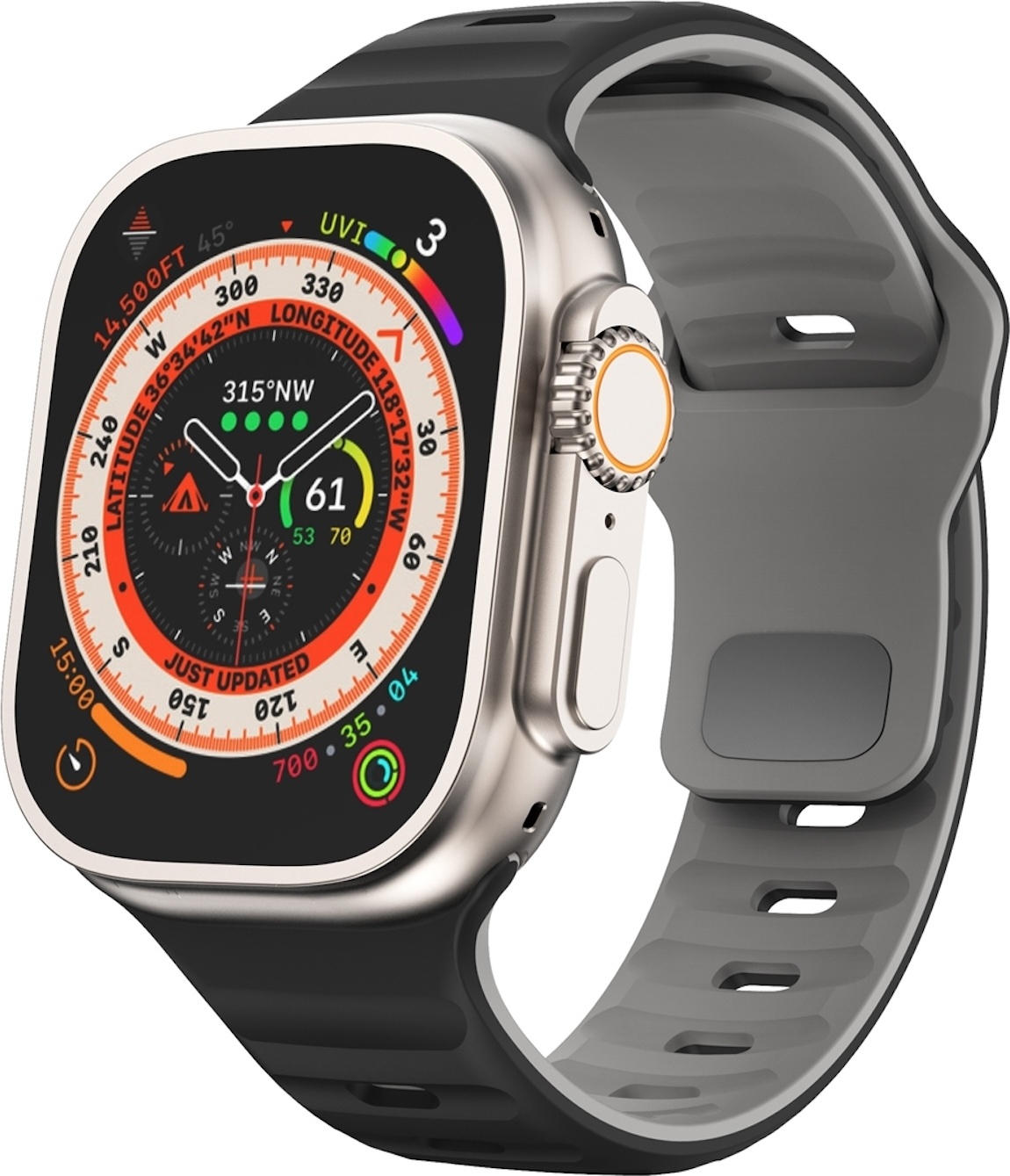 Pre Apple Watch Ultra 2 / 1 49 mm silikónový dizajn Wave náramok čierny