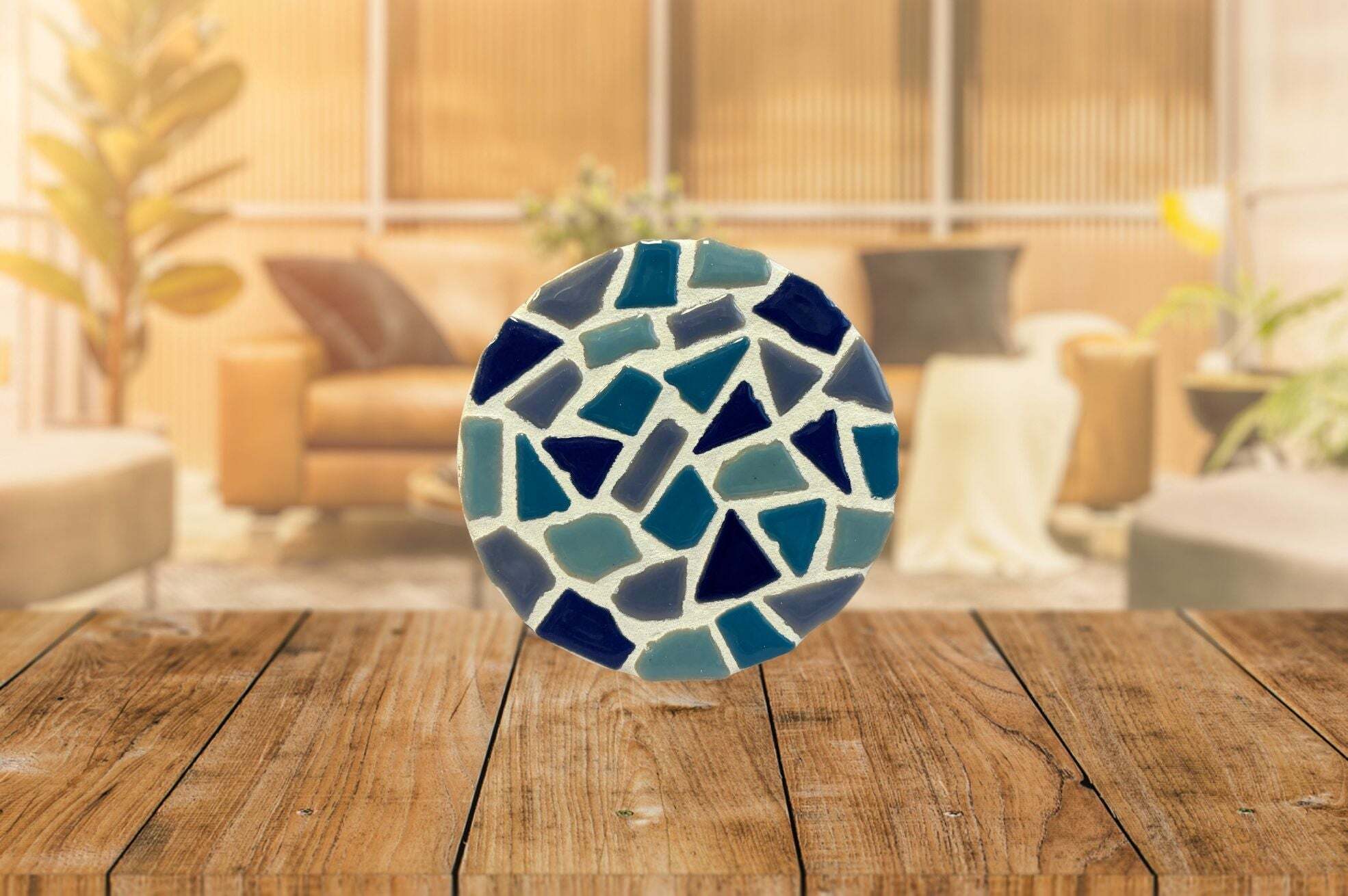 ZYNERY DIY Mosaik Untersetzer Set – 4 Hexagonale Bambus-Untersetzer Mit Mosaiksteinchen Zum Bekleben