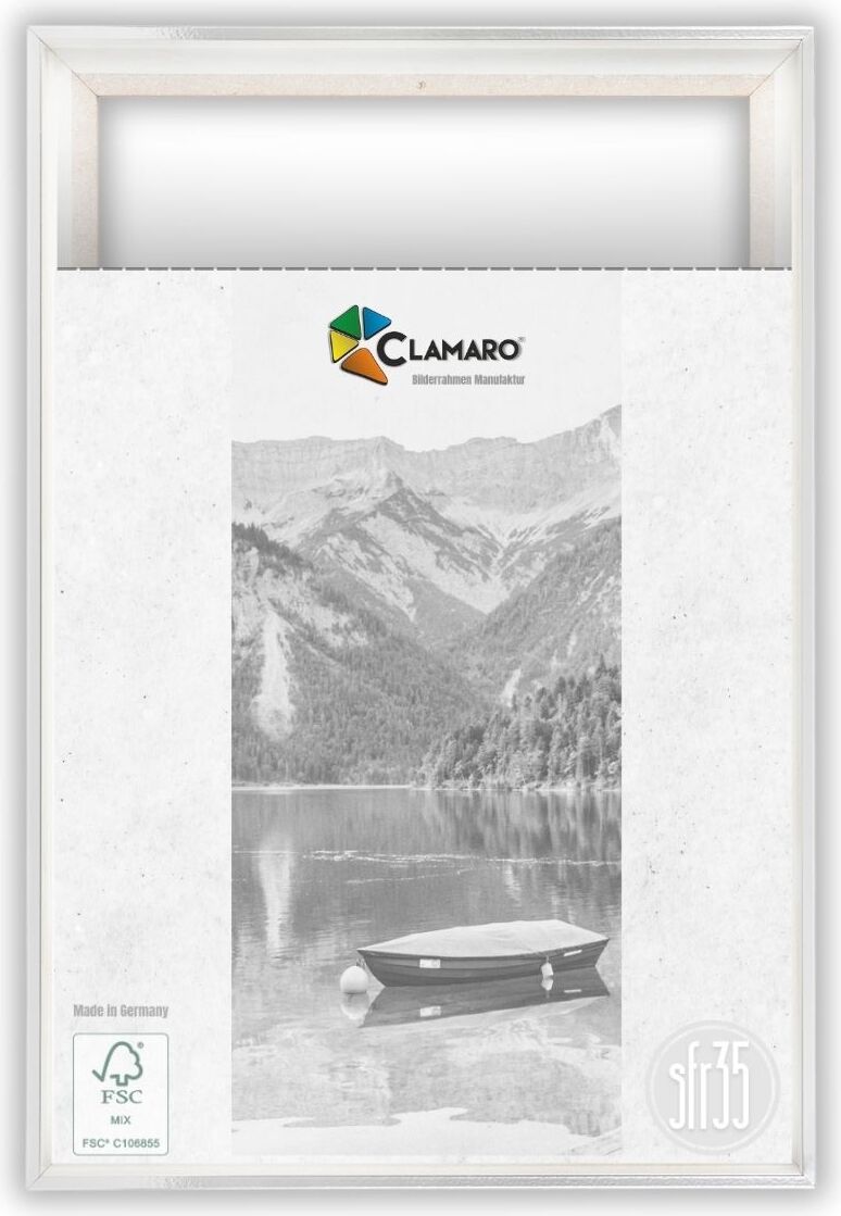 Clamaro Schattenfugenrahmen Keilrahmen Bilderrahmen für Leinwände | Weiß Silber | ohne Glasscheibe und Rückwand, Größe:120x30 NEW-383044