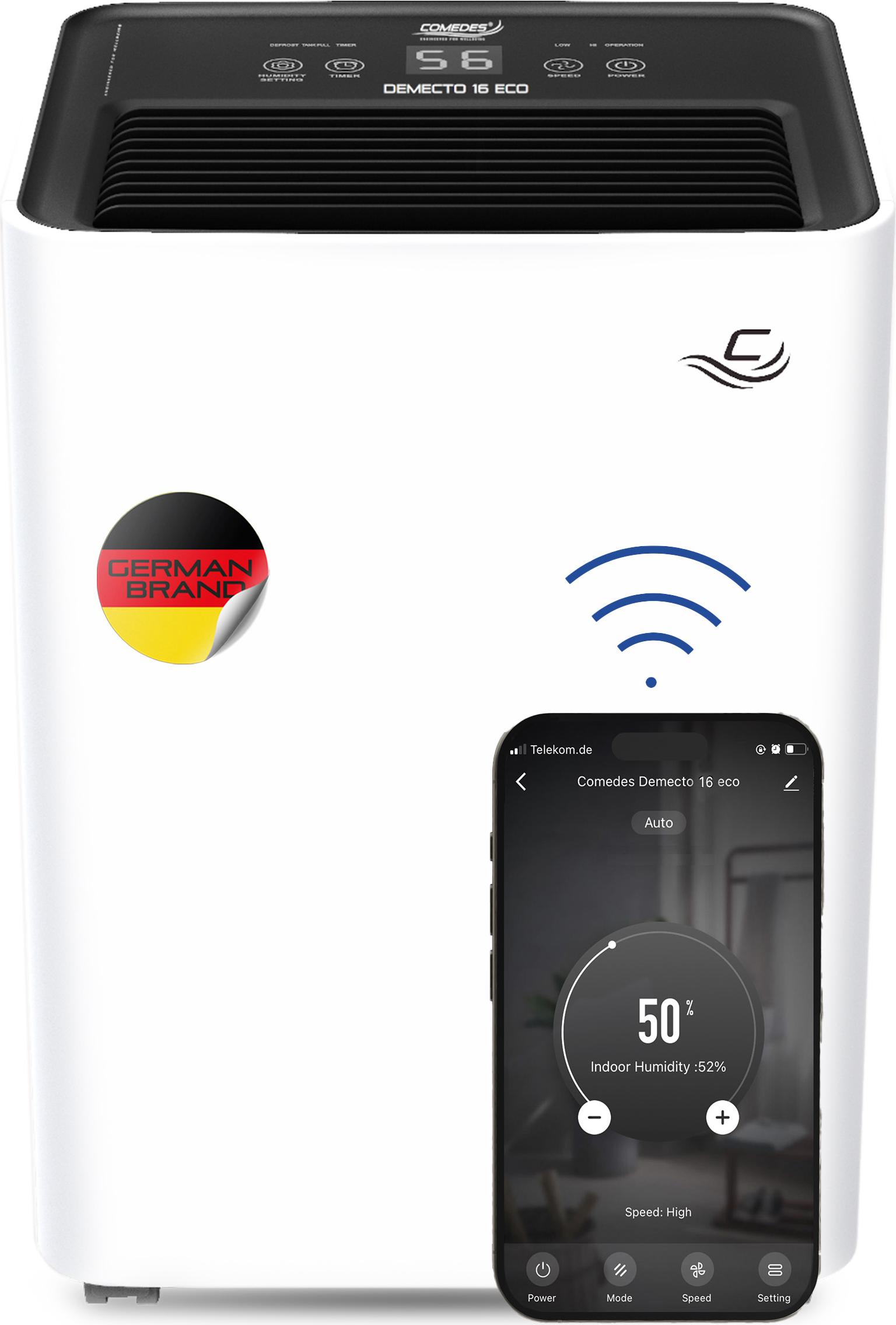 Luftentfeuchter Comedes Demecto 16 eco Wifi, App Control, bis 33m², 16 Liter/Tag PT94400