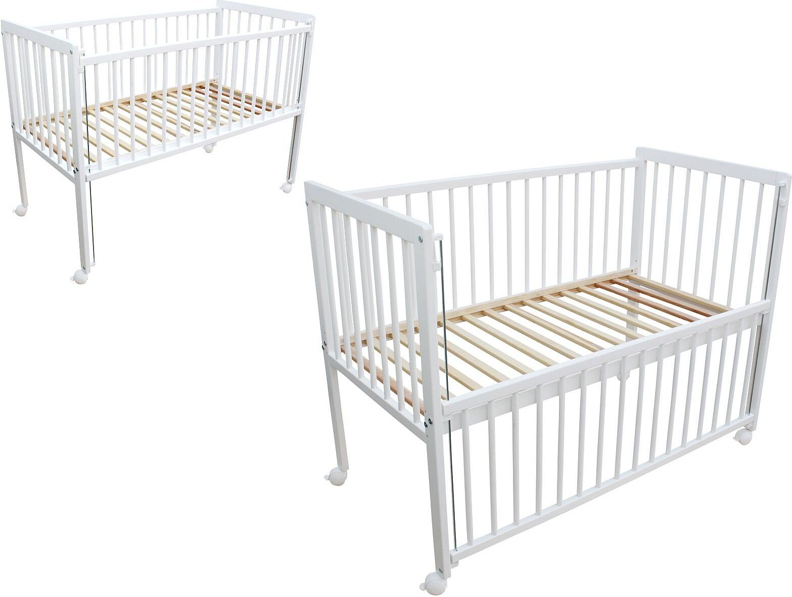 Kinderbett / Beistellbett / Babybett 2in1 120x60cm weiß