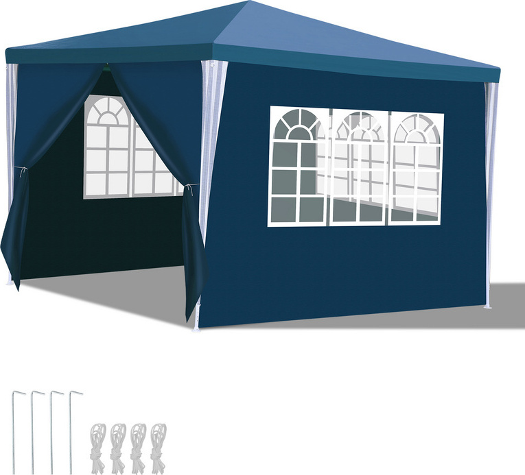 HENGDA Pavillon Hochzeiten – Festliches Gartenzelt aus Stahlkonstruktion, ideal für Hochzeiten Blau 3x3m RL-HG3835-1-HDy