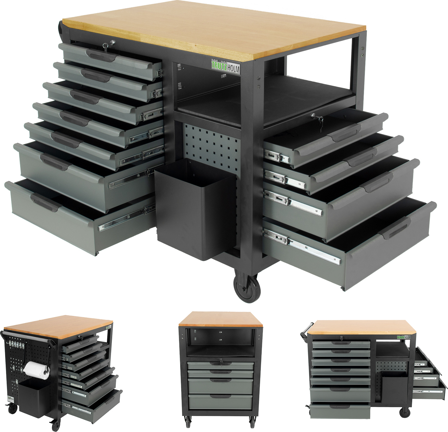 Werkstattwagen Jumbo XXL 11 Schubladen 4 Ablagefächer Arbeitshöhe ca. 1 Meter abschließbar leer
