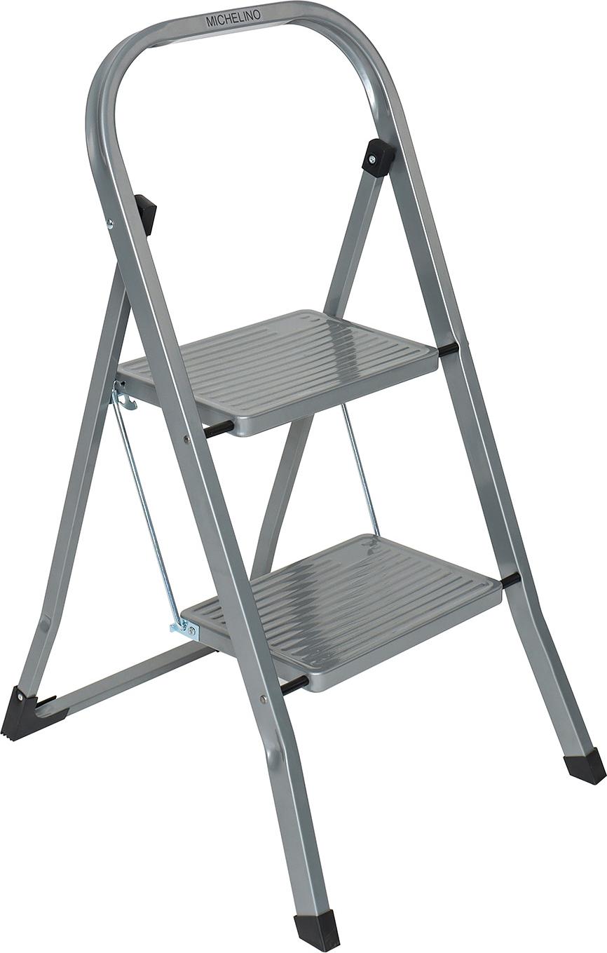 Stufenleiter mit 2 Stritten Metall Silber Michelino