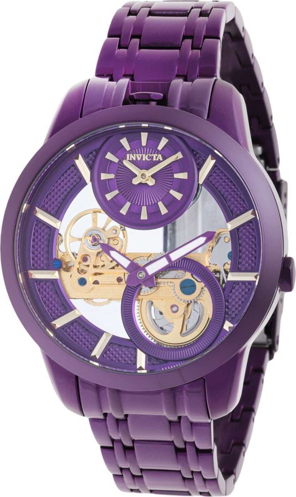Invicta Objet D Art 44334 - Pánske Náramkové Hondiky - mechanický - Nerezová oceľ s zlatým ciferníkom - 43mm