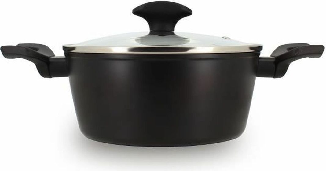 Schmortopf - MENASTYL - 6020646 - Geschmiedetes Aluminium - 20 cm - Schwarz - Geeignet für alle Wärmequellen einschließlich Induktion